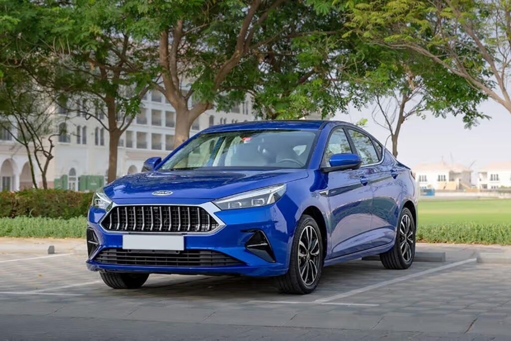 JAC J7 2025 blue sedan rental in Dubai – On Track Car Rentals